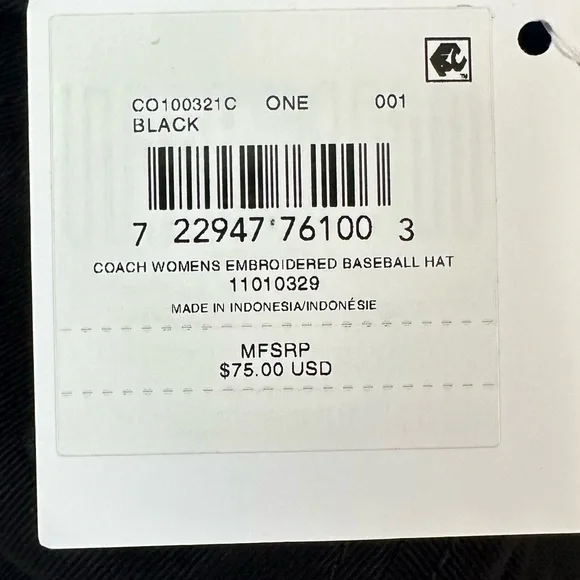 Coach Women’s Embroidered Adjustable Baseball Hat - NWT